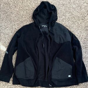 Black Hooded Scrub Jacket with Pockets